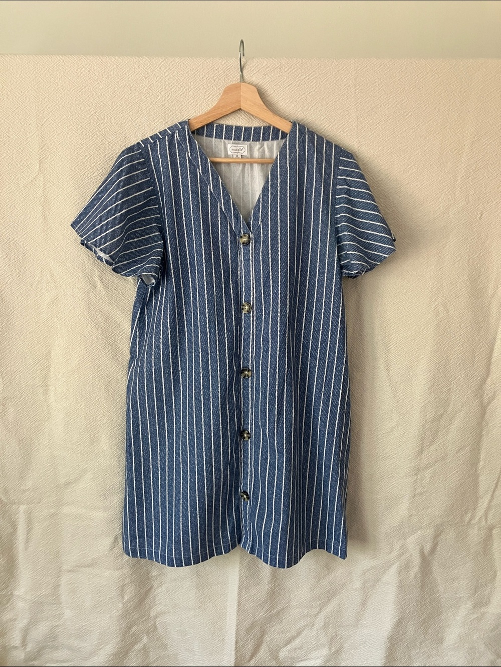 Mudpie 100% Cotton Button Down Flutter Sleeve Striped Dress